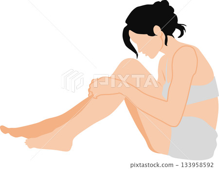 一名擔心的婦女的例證 133958592