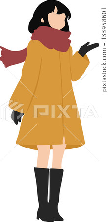 一個穿著外套的女人的插圖 133958601