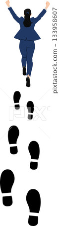 Illustration of a jumping businesswoman Illustration of a jumping businesswoman 133958607