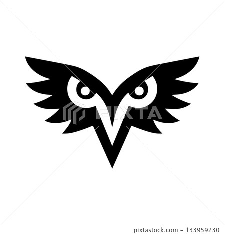 Wide-Eye Owl Logo Showing Extreme Focus and Intense Awareness 133959230