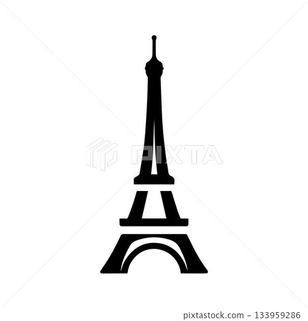 High-Contrast Tower Symbol Enhancing Parisian Architectural Identity High-Contrast Tower Symbol Enhancing Parisian Architectural Identity 133959286