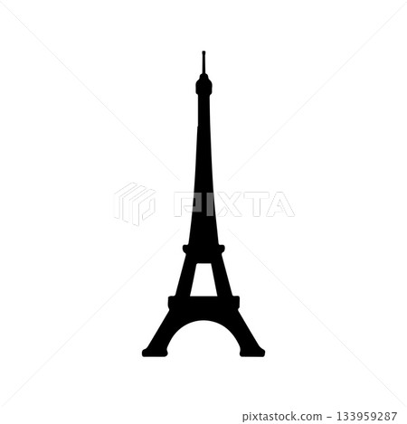 Broken-Line Eiffel Tower Symbol Creating Minimal Fragment Design 133959287