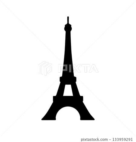Wave-Base Eiffel Tower Logo Representing Flowing Parisian Motion 133959291