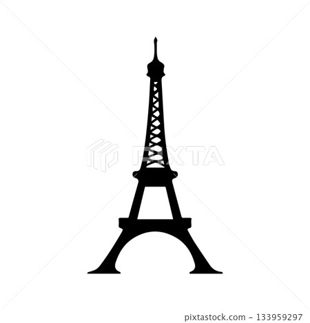 Brush-Stroke Eiffel Tower Emblem Conveying Artistic Paris Expression 133959297
