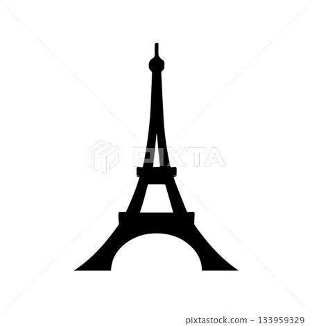 Creative Curved-Line Eiffel Tower Logo Illustrating Parisian Elegance 133959329