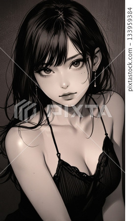 黑色吊帶背心 女人 133959384