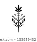 Elegant Herbal Medicine Symbol in Smooth Black Silhouette 133959432