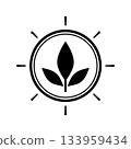 Botanical Geometry Pharmacy Emblem with Clean Monochrome Style 133959434