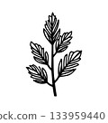 Round Monochrome Botanical Symbol Representing Pure Healing 133959440