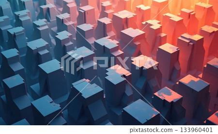 Rhythmic Geometric Structure Displaying Rich Color and Layered Geometry 133960401