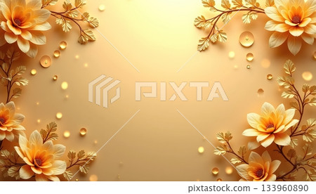 Festive Golden Floral Clusters Shining With Joyful Decorative Energy Festive Golden Floral Clusters Shining With Joyful Decorative Energy 133960890
