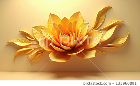 Sculpted Blossoms Rendered In Detailed Radiant Gold Depth And Texture Sculpted Blossoms Rendered In Detailed Radiant Gold Depth And Texture 133960891