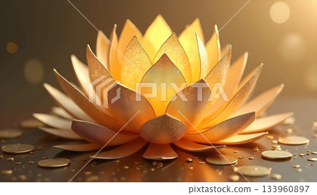 Luxurious Floral Geometry Reflecting Calmness Through Shimmering Gold Luxurious Floral Geometry Reflecting Calmness Through Shimmering Gold 133960897