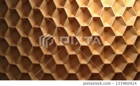 Sculpted Honeycomb-Inspired Wooden Geometry With Dramatic Shadow Depth Sculpted Honeycomb-Inspired Wooden Geometry With Dramatic Shadow Depth 133960924