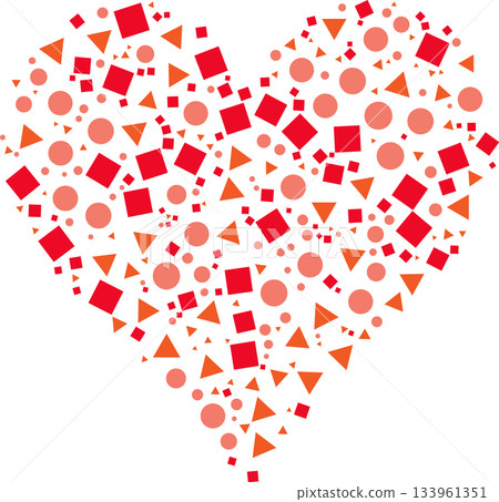 Hearts scattered with squares, circles, and triangles 133961351