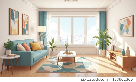 A bright and warm illustration of the whole family enjoying end-of-year cleaning A bright and warm illustration of the whole family enjoying end-of-year cleaning 133961360