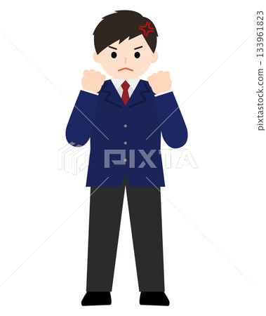 憤怒的男孩舉起雙手 133961823