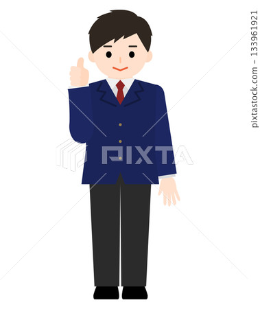 A boy giving a good sign 133961921