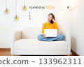 2026 Planning with young woman thinking plan new work. 133962311