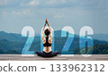 Happy new year start up 2026.  Yoga women lifestyle exercise and pose for healthy life.  133962312