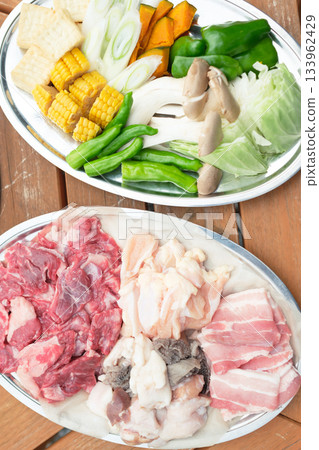 Glamping facility BBQ food set 133962429