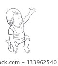 Toddler raising hand line art 133962540