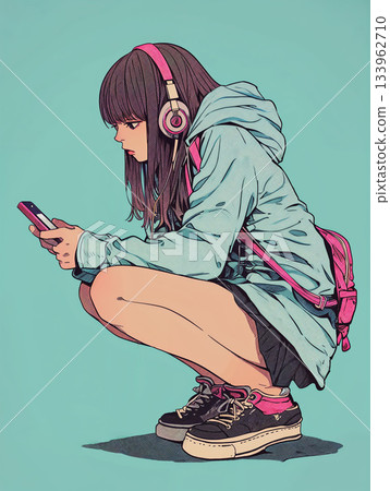 A girl watching a smartphone 133962710