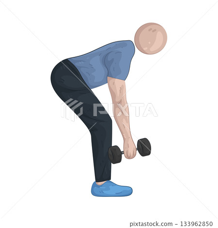 Illustration of dumbbell bent over row exercise -插圖素材 [133962850] - PIXTA圖庫