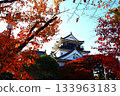 岡崎城塔樓與秋天的楓葉 133963183