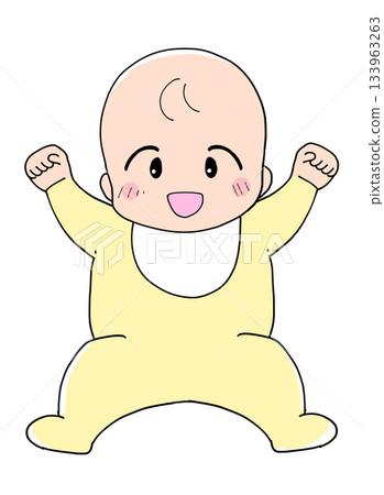 Smiling baby lying on his back Smiling baby lying on his back 133963263