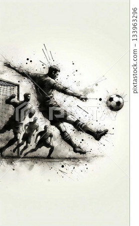 Soccer Abstract Art: Silhouettes and Splashes of Color | Free Kick 133963296