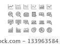 Data analysis and research simple line gray icon set 133963584