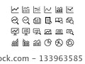 Data analysis and research simple black line icon set 133963585