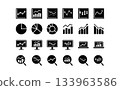 Data analysis and research simple black silhouette icon set 133963586