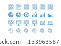 Data analysis and research simple blue silhouette icon set 133963587