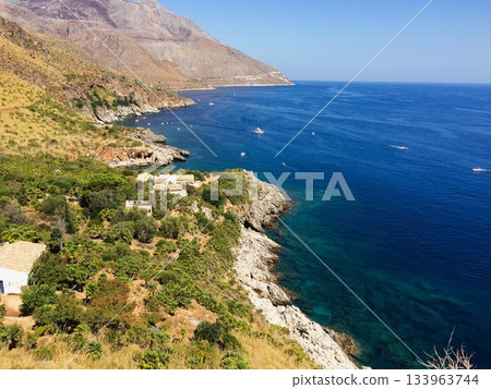 Panoramic Coastline with Hills in Sicily Panoramic Coastline with Hills in Sicily 133963744