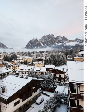 Snowy Mountain Village in Winter Snowy Mountain Village in Winter 133963819