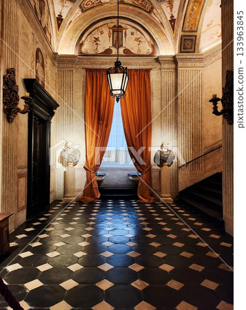 Grand Baroque Hallway in Genoa Italy 133963845