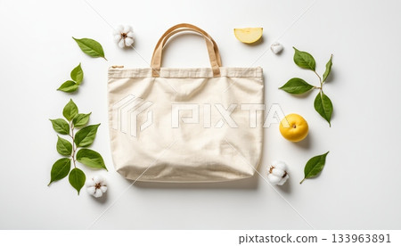 Eco Bag With Fresh Leaves And Citrus 171025 133963891