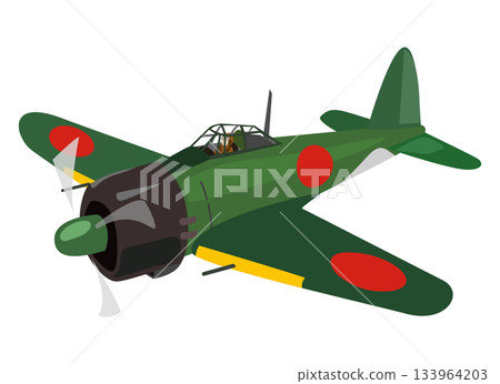 綠色零式戰鬥機插圖 133964203