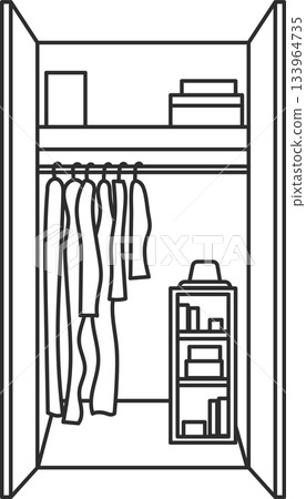 極簡主義衣櫥插圖：簡單的線條畫 133964735