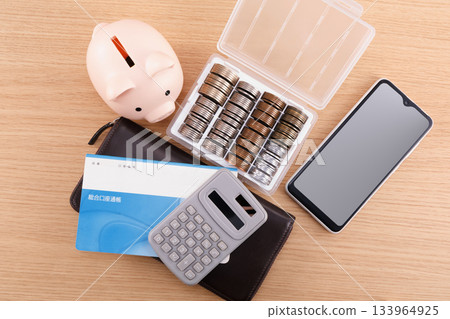 Household finances and piggy bank 133964925