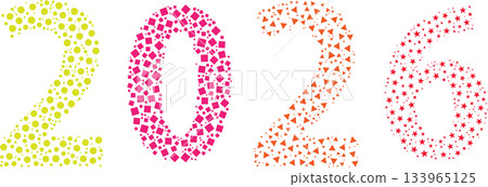 The year 2026 is made up of a circle, square, triangle, and star. The year 2026 is made up of a circle, square, triangle, and star. 133965125