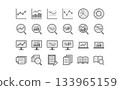 Data analysis and research simple line gray icon set 133965159