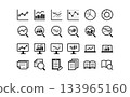 Data analysis and research simple black line icon set 133965160