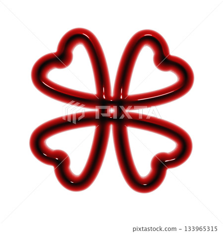 飽滿光滑的3D三葉草邊框圖示。血紅色裝飾材料的插圖 133965315