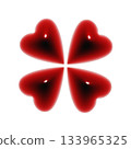 一朵飽滿、光澤亮麗的3D四葉草圖示。一幅鮮紅的裝飾性插圖。 133965325