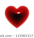 一個飽滿、光澤亮麗的3D心形圖示。插圖描繪了一种血紅色的裝飾材料。 133965327