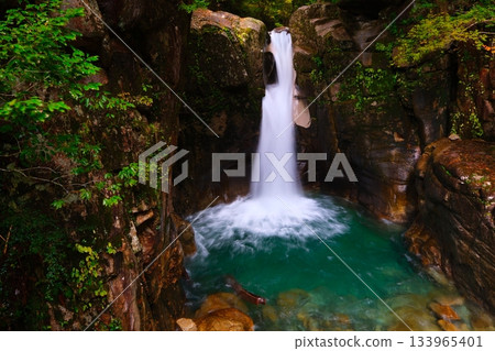 Autumn evening in Mori Valley, Ryujin Falls Autumn evening in Mori Valley, Ryujin Falls 133965401