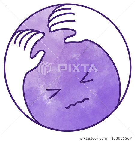 Round watercolor horror arm with sturdy design and border 133965567